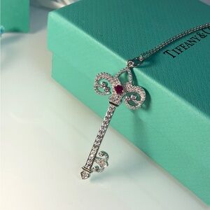 Tiffany & Co. Silver and Red Key Necklace